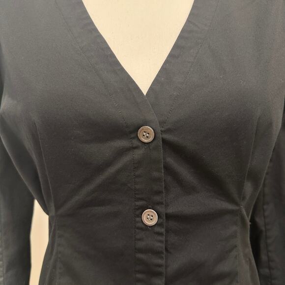 Veronica Beard Black Peplum Pintuck Structured Minimalist Office Siren Blouse - Picture 4 of 15